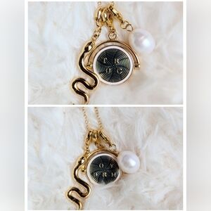 TORY BURCH Snake Pendant Rotating Disc Charm Necklace